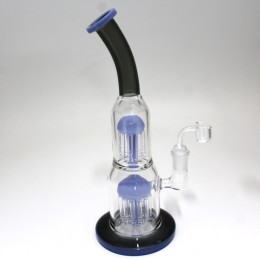 12'' Double Tree  Percolator Tube Color  Water Pipe With 18 MM Male Banger 