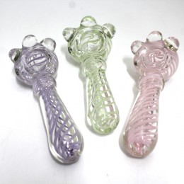 4'' Cubed Design Swirl Color  Heavy Duty Glass Hand Pipe 