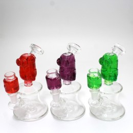 6'' Liquid Filled Character Design Dab Rig Water Pipe With Liquid Filled 14 MM Male Glass On Glass Bowl 