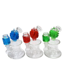 5.5'' Liquid Filled Character Design Dab Rig Water Pipe With Liquid Filled 14 MM Male Glass On Glass Bowl 