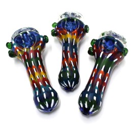 4'' Stand Up Multi Color Bubble Art Heavy Duty Glass Hand Pipe 
