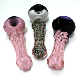 4'' USA Color Pink Art Heavy Duty Glass Hand Pipe 