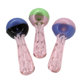 4.5'' USA Color Pink With Double Tube Color Head Heavy Duty Glass Hand Pipe 