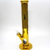 15.5'' Gold Color Straight Shooter Leaf Art  Heavy Water Pipe With 14 MM Male Bowl Glass On Glass 