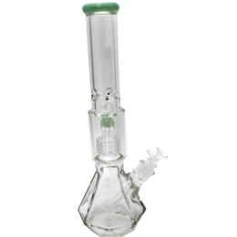 16'' Diamond Cut Design Beaker Base With Shower Head Percolator Heavy Water Pipe With 14 MM Male Bowl Glass On Glass 