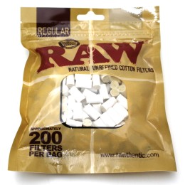 Raw Regular Natural Unrefined Cotton Filters 200 Per Bag 
