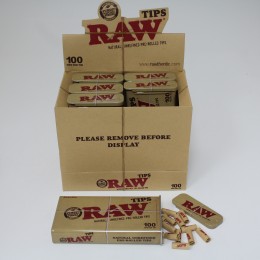 Raw Pre- Rolled Tops 6 Per Box  100 Tips Per Tin 