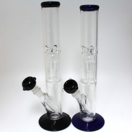 14" Flat Bottom Color (US MADE) Water Pipe W/ peculator  - G/G