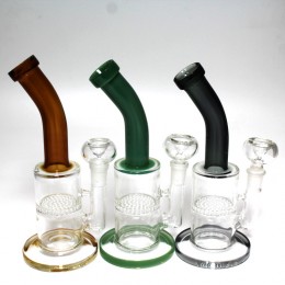 8'' Flat Bottom Bent W/Honey Comb Dab Water Pipe With 14 MM Male Bowl 