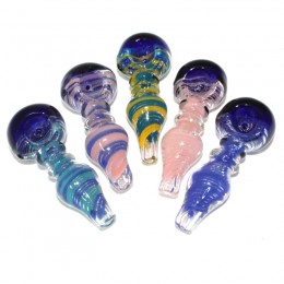 4'' Multi Color With Blue Tube Color Heavy Duty Glass Hand Pipe 