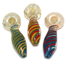 4.5'' Gold Fumed With Swirl Color Extra Thick Heavy Duty Glass Hand Pipe 