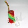 8'' Silicone Multi Color Barrel Dab Rig Water Pipe With  14 MM Male Banger and Bowl 