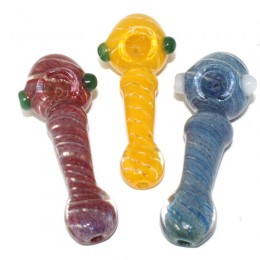 5''  Ribbon Design Assorted Color Heavy Duty Glass Pipe 