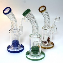 7'' Twisted Tube  Color Dab Rig Water Pipe 14 MM Male Banger 