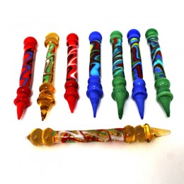4.5'' Multi Color Pencil Design Glass Dab Tool 