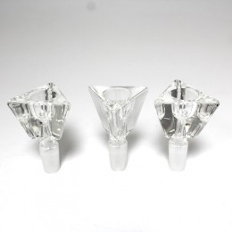 Triangle Shape Clear  Glass Bowl 14 MM Male Glass On Glass