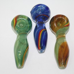 4.5'' Rasta Swirl  Color Heavy Duty Glass  Hand Pipe 