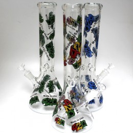 14'' USA Beaker With Full Decal Water Pipe Glass ON Glass 