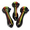 4''  Solid Black With Rasta Color Heavy Duty Glass Hand Pipe 