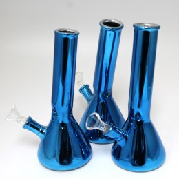 8'' Beaker Solid Blue Color Water Pipe With Single Down Stem 