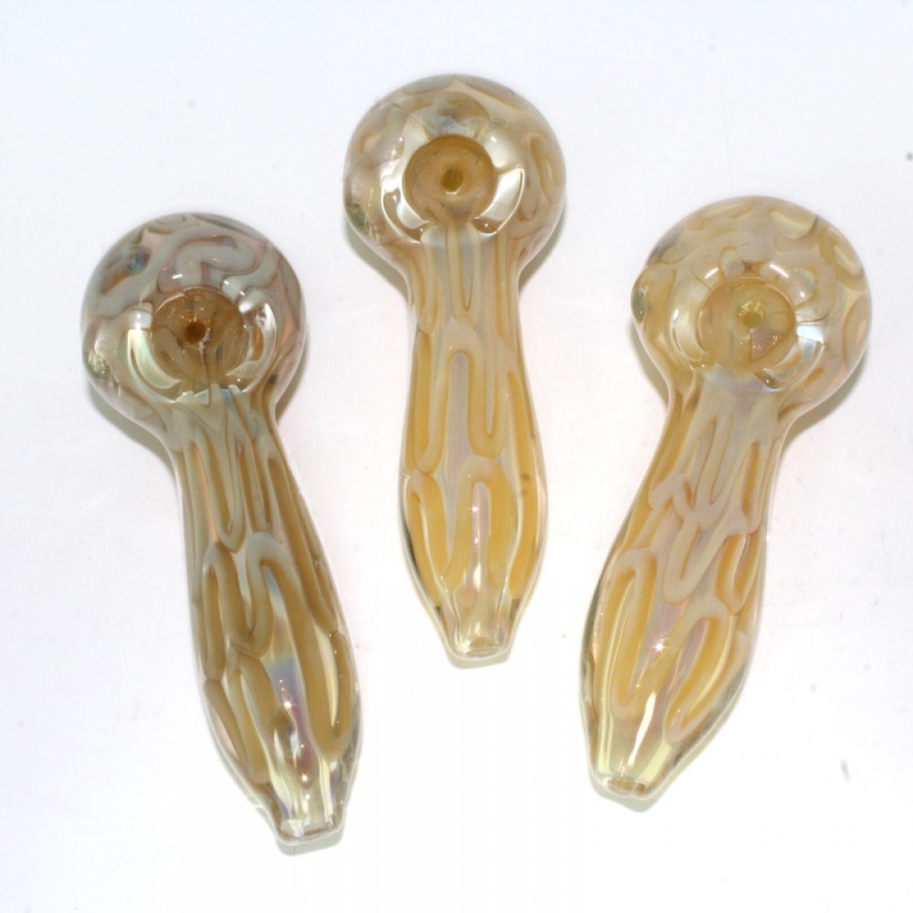 5'' Gold Fumed Swirl  Heavy Duty Glass Hand  Pipe 