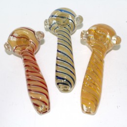 5'' Gold Fumed Swirl Color Heavy Duty Glass Hand  Pipe 