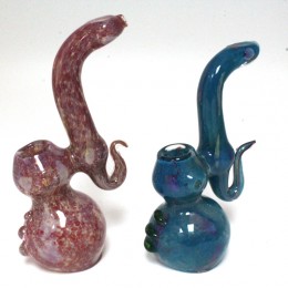 8'' Hook Design Blue/Purple Color Sherlock Style Heavy Duty Glass Bubbler Large Size 