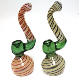 9'' Round Base  With Swirl Color Sherlock Style Heavy Duty  Glass Bubbler Large Size 