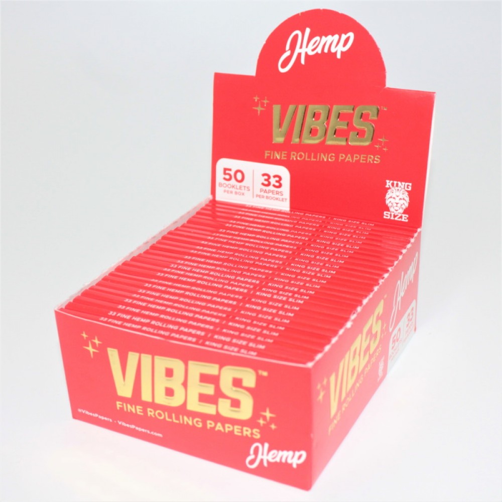 Vibes Hemp Fine Rolling Papers King Size 50 Booklet Per Box / 33 Papers Per Booklet