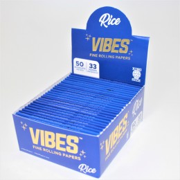 Vibes Rice  Fine Rolling Papers King Size 50 Booklet Per Box / 33 Papers Per Booklet