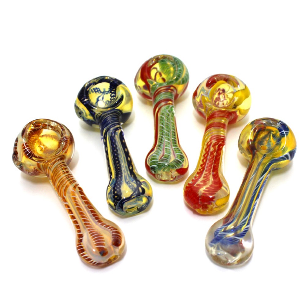 3'' Inner Swirl Color Big Head Thick Heavy Duty Glass Hand Pipe 