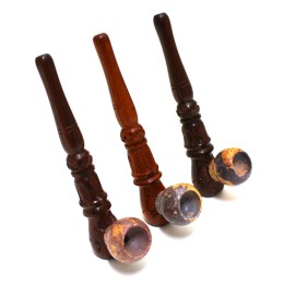 4.5''  2 Part Standing Wooden Tobacco Hand Pipe 