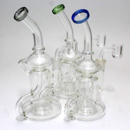 9'' Clear Recycle Design Dab Rig Water Pipe With 14 MM Male Banger 