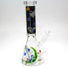 10'' Glow in The Dark Beaker Decal Art Design Colorful Water Pipe With 14 MM Male Bowl Glass On Glass