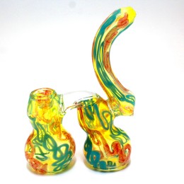 7'' Multi Swirl Color Double Chamber Bubbler Large Size