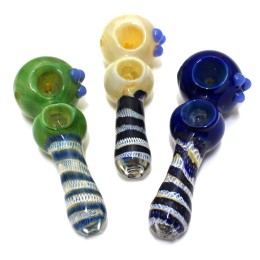 5.5'' Double Bowl Assorted Color Heavy Duty Thick Glass Hand Pipe 