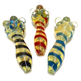 5'' Double Size Bowl With Cubed Design Heavy Duty Thick Glass Hand Pipe 