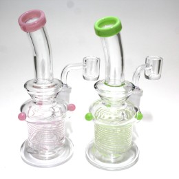 7'' Swirl Color  Cube Dab Rig Water Pipe With 14 MM Male Banger 