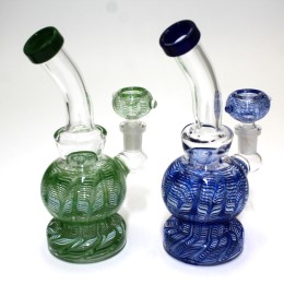 7'' Round Base Art Color Dab Rig Water Pipe With 14 MM Male Bowl 