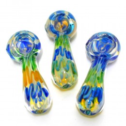 3.5'' Blue Bubble Art Thick Heavy Duty Glass Hand Pipe 