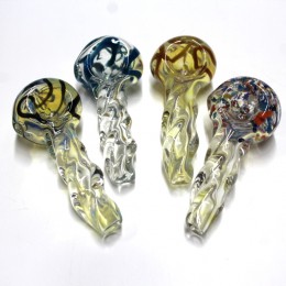 3.5'' Color Head Twisted Design Glass Hand Pipe 
