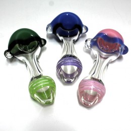 5'' New Color With Clear  Design Heavy Duty Glass Hand Pipe 