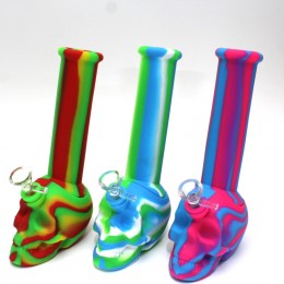 9'' Silicone 2 Part Skull Design Water Pipe With 14 MM Male Bowl 