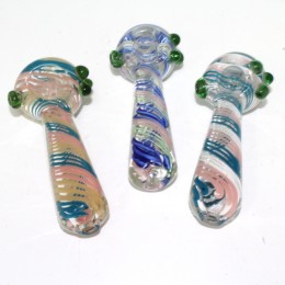 4'' Inner Multi  Swirl  Color Heavy Duty Glass hand Pipe 