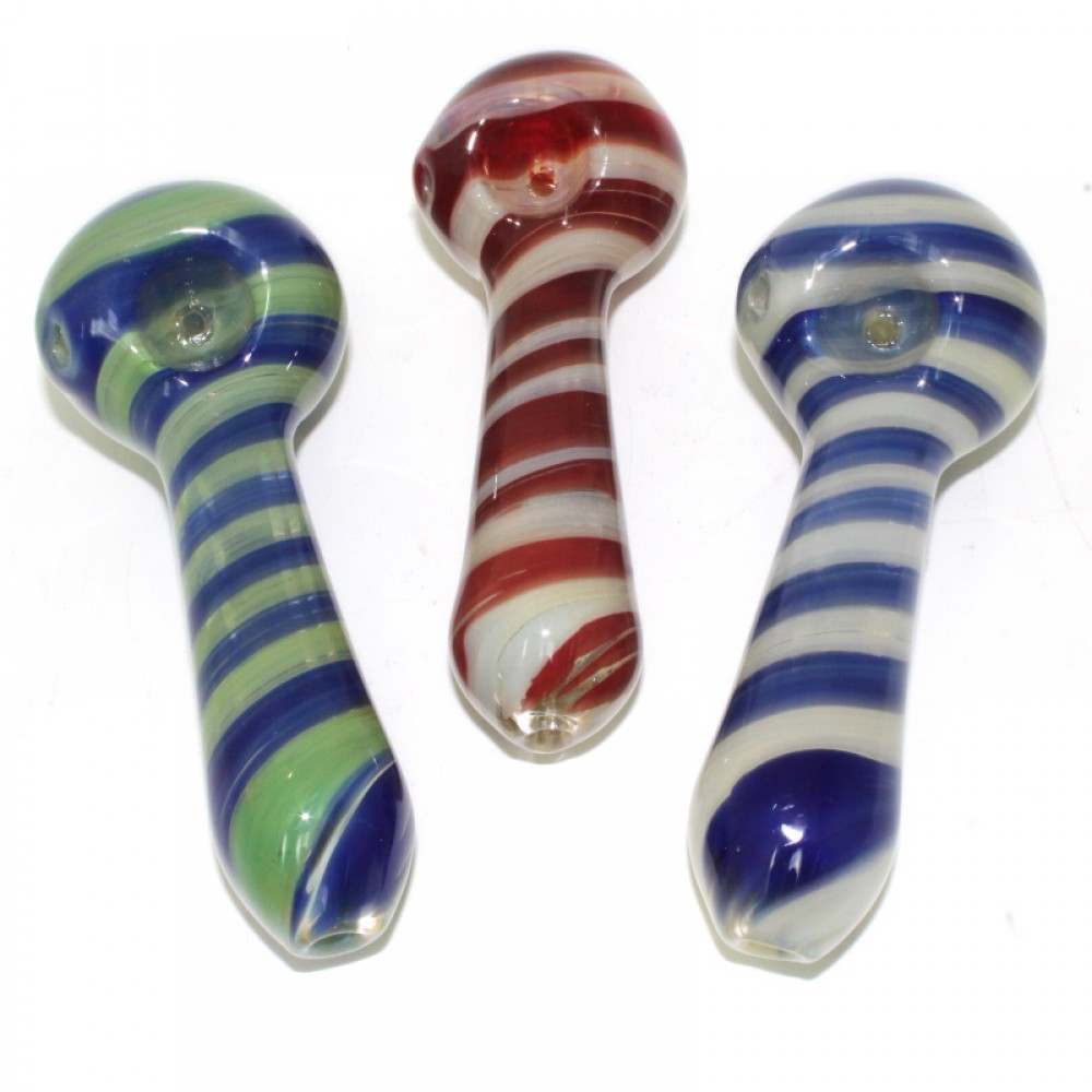 Tobacco Glass Pipe Heavy Unique Colors 3-4 Inches Green Blue Tiger 