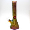 14'' Heavy Beaker Base Hexagon Art Colorful Heavy Duty Glass Water Pipe G-G