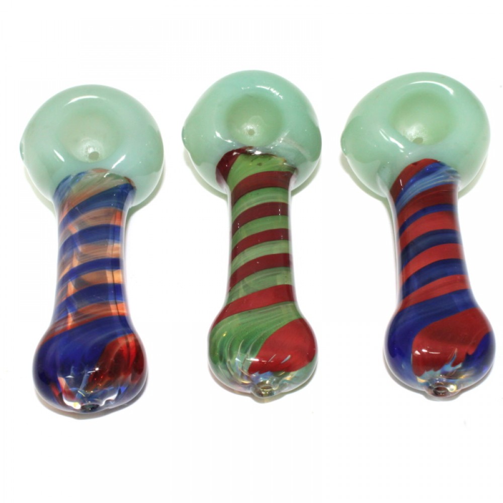 4'' Blue /Purple / Green Swirl Color Heavy Duty Glass Hand Pipe 